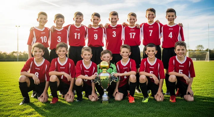 Ungdomshold med en pokal